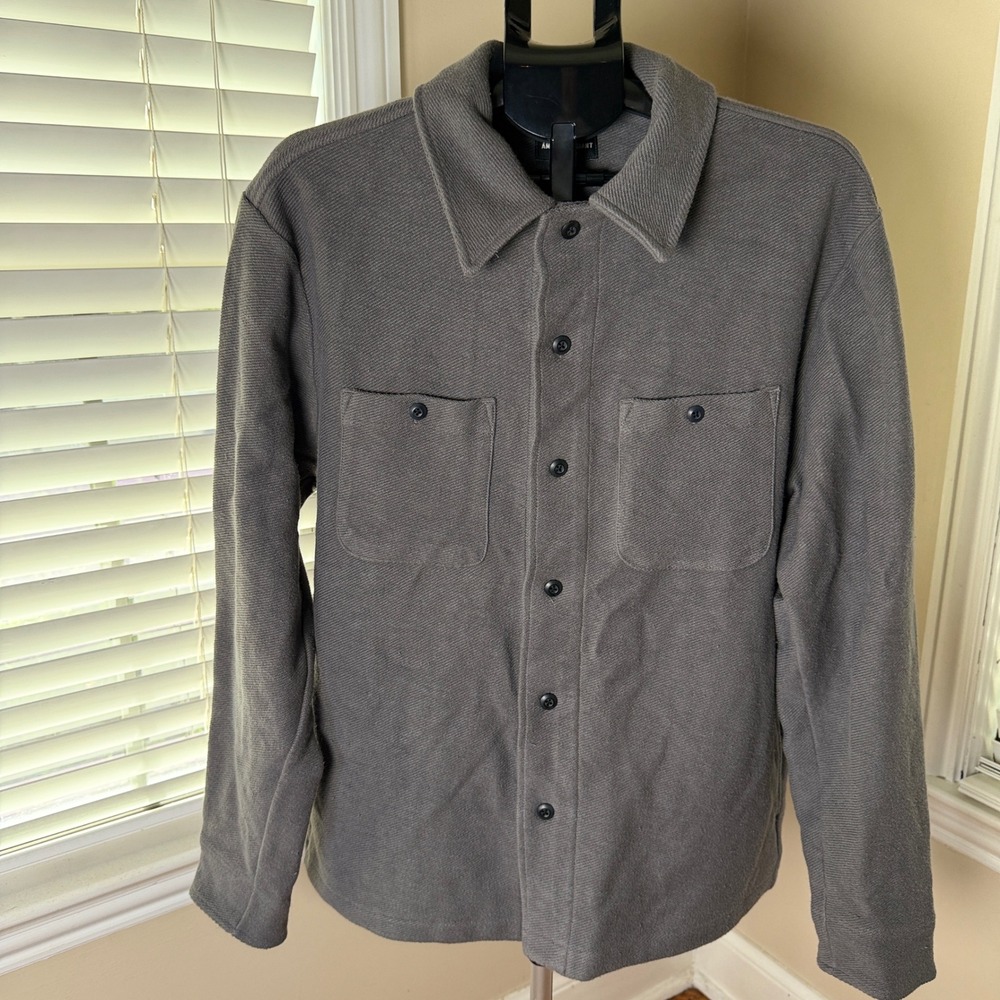 American Giant Mens Heavyweight Cotton Shirt Jacket Gray Made in USA Large NWOT